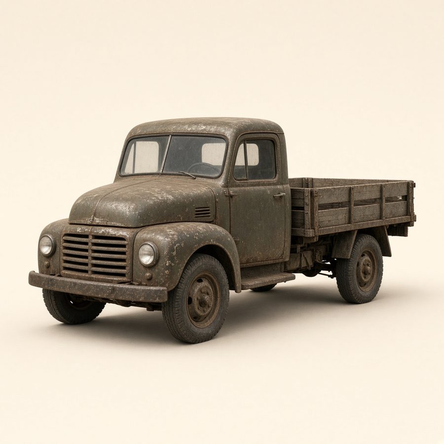 Old farm truck that carries the boxes